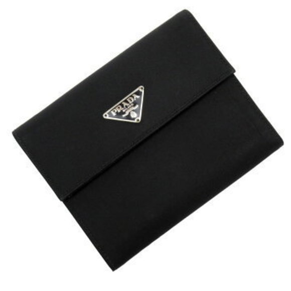 Prada Tri Wallet Triangle Black Nylon Leather - Picture 1 of 3